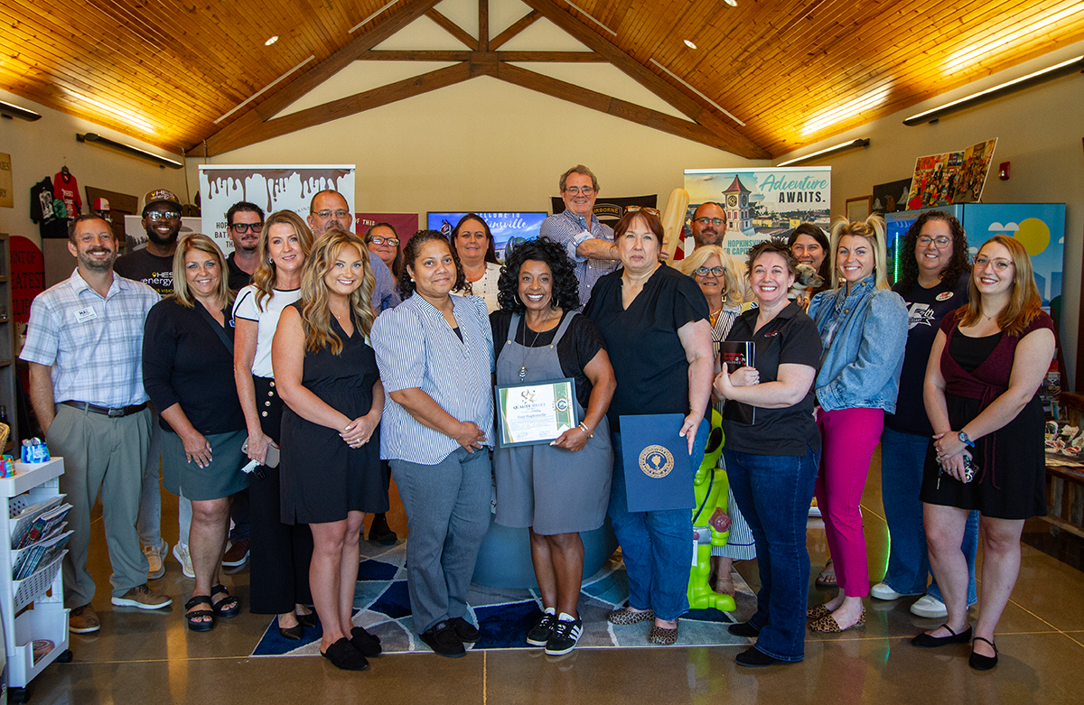 Chamber members and the Visit Hopkinsville team at the August 2026 Quality Service Award presentation