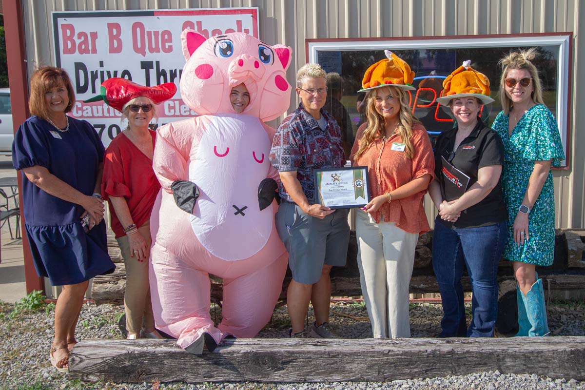 Chamber members and the Bar B Que Shack team at the September 2026 Quality Service Award presentation